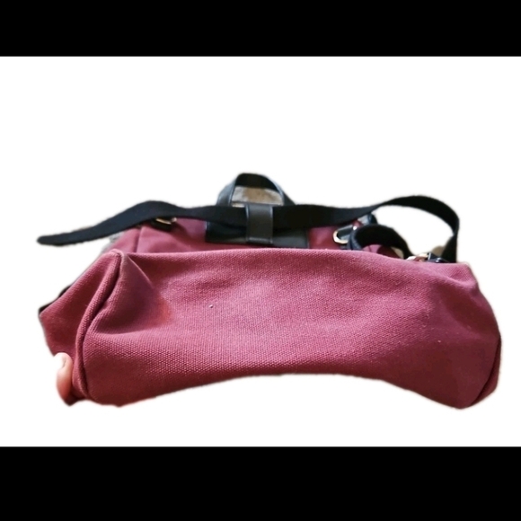 Henri Bendel Limited Edition Convertible Canvas & Leather Burgundy Backpack